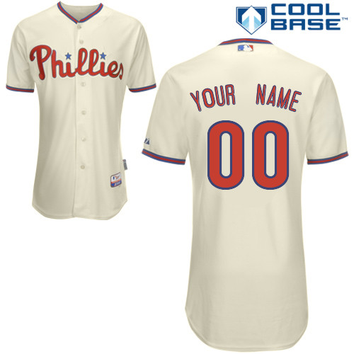 Men's Philadelphia Phillies Customized Cream Cool Base Stitched Baseball Jersey